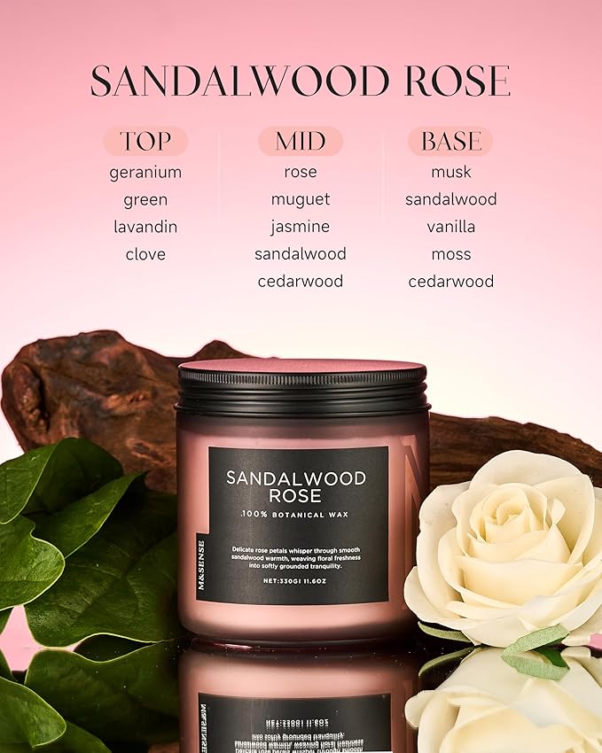 M&SENSE Sandalwood Rose Scented Candle - Image 2