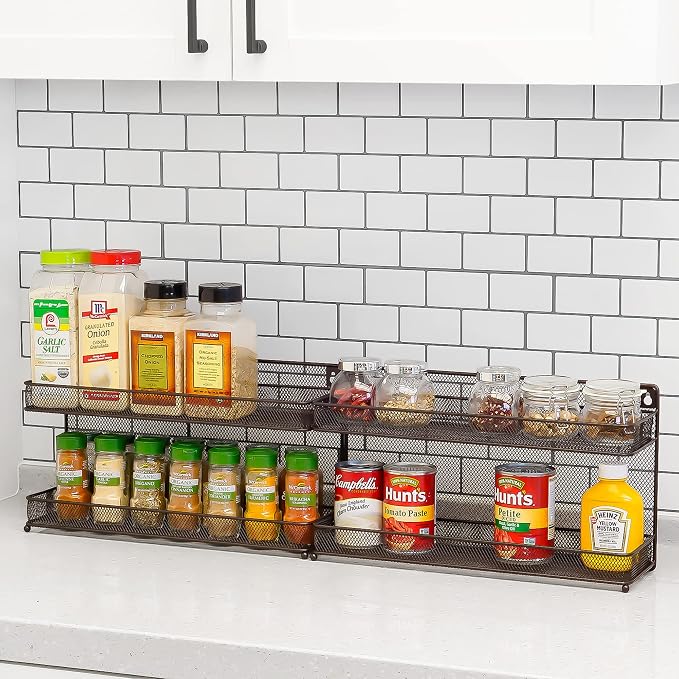 CAXXA 2 PK 2 Tier Mesh Kitchen Counter-top or Wall Mount Spice Rack Jars - Image 5
