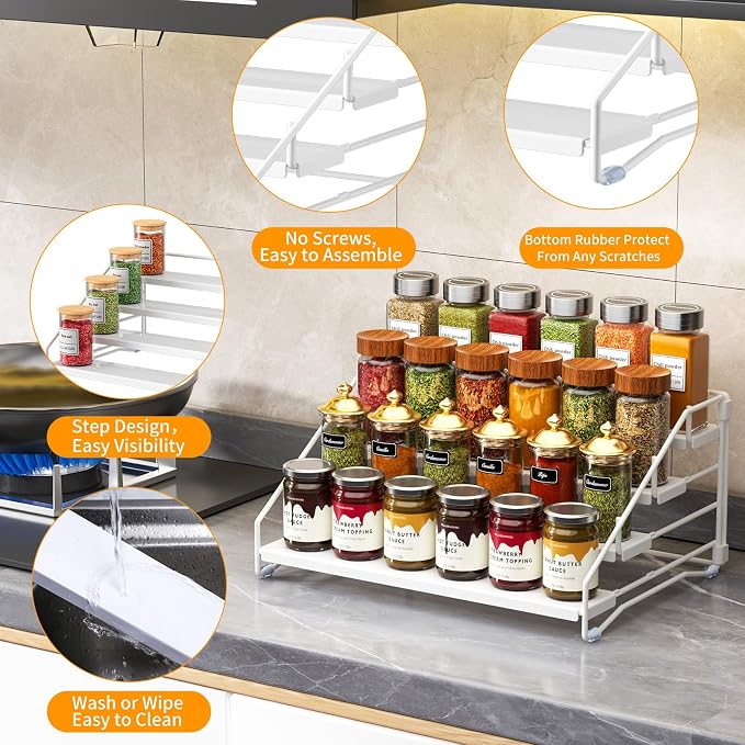 RCHYFEED Spice Rack Organizer for Cabinet, 4 Tier Spice Organization for - Image 5