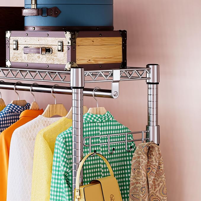 IZEUK 3 Tier Heavy Duty Rolling Garment Rack Wire Clothes Rack - Image 8