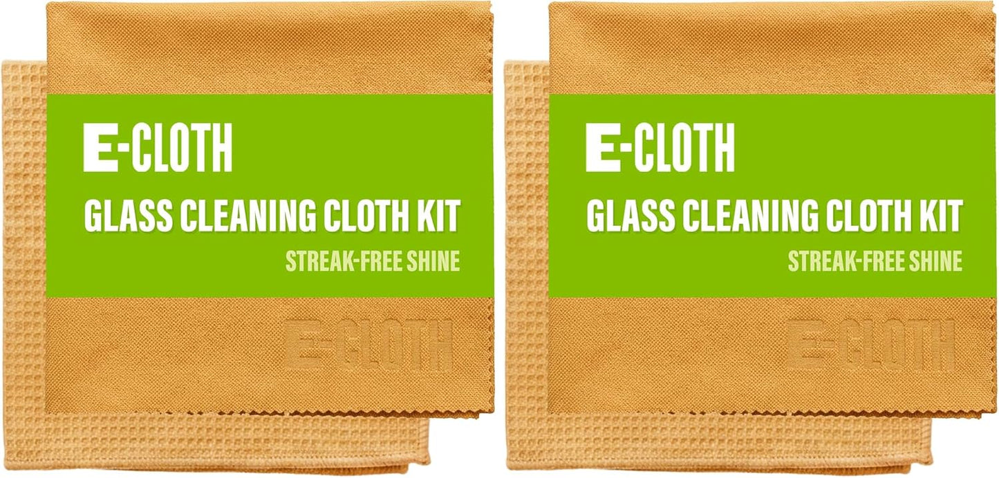 E-Cloth Microfiber Window Cleaning Cloth Kit - Glass Cleaning Cloth for Windows,Mirrors,Cars,Lenses,Eyeglasses,& More,Streak Free Clean,Machine Washable Reusable Towel - Tangerine Orange,(Pack of 2)