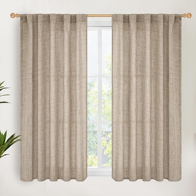 YoungsTex Dark Oatmeal Linen Curtains 48 Inch Length by YoungsTex