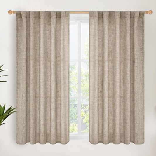 YoungsTex Dark Oatmeal Linen Curtains 48 Inch Length by YoungsTex