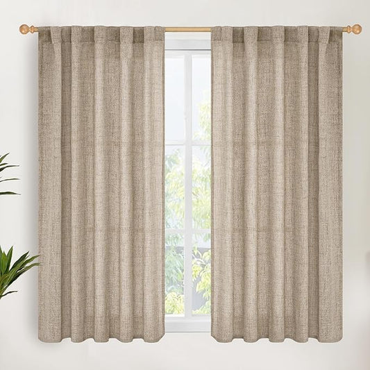 YoungsTex Dark Oatmeal Linen Curtains 45 Inch Length by YoungsTex