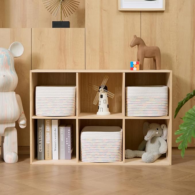 Small Organizing Baskets for Cubes Shelf, 9.7x9.7x7.1 Inch Rope Woven Storage - Image 3