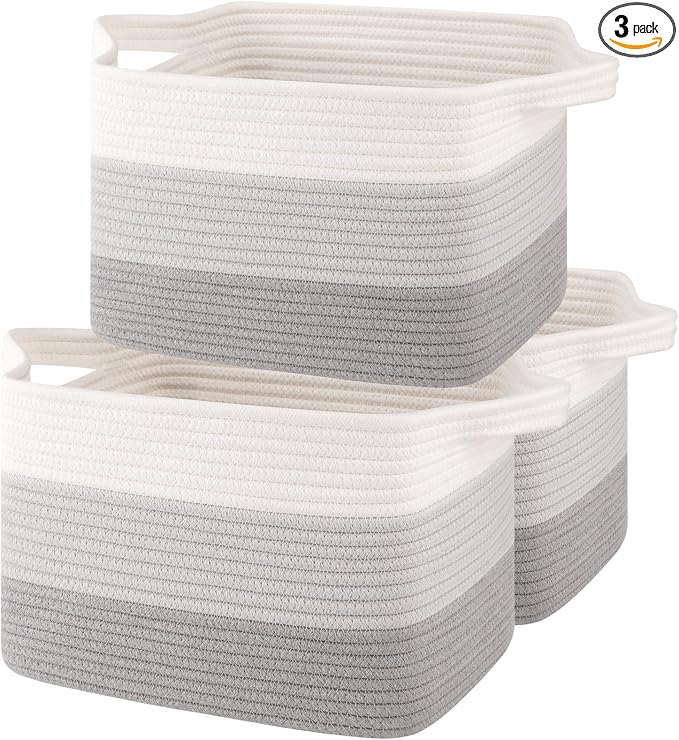 Storage Baskets for Organizing, Woven Baskets for Shelves, Rectangle Decorative by OIASKET