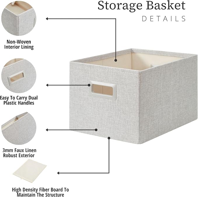 DECOMOMO Storage Bins for Shelves Robust Fabric Closet Bins for Shelves Toy - Image 6