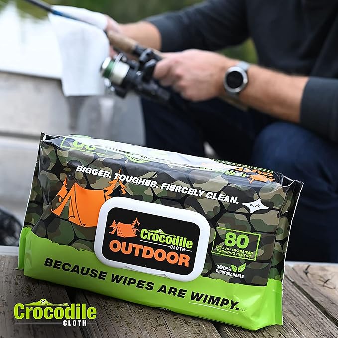 Crocodile Cloth Outdoor Cleaning Wipes – 80 Count Plant-Based Cloths, Skin Safe - Image 6