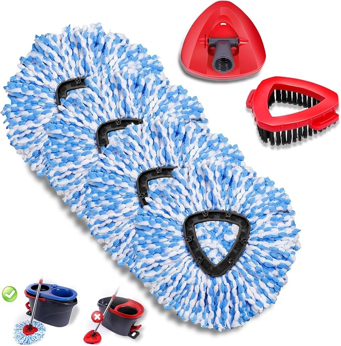 4 Pcs Mop Replace Heads & 1 Scrub Brush & 1 Base Combo by BocaStory