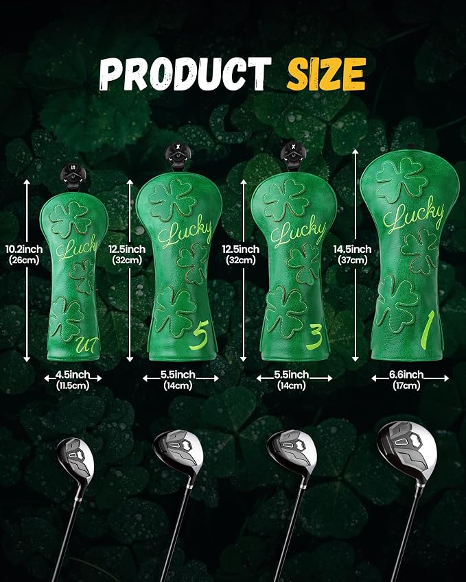 Golf Headcovers Golf Club Head Covers Four Leaf Clover Good Luck Charm - Image 7