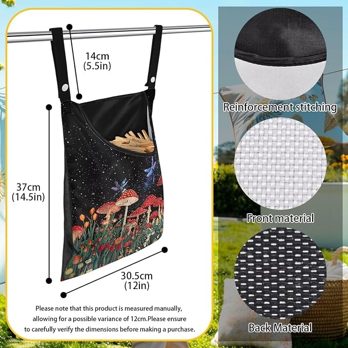 Red Mushroom Laundry Clothespin Bag - Image 6