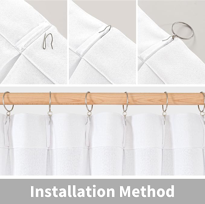 YoungsTex White Linen Semi Sheer Curtains 108 Inch Length 2 Panels, Light - Image 7