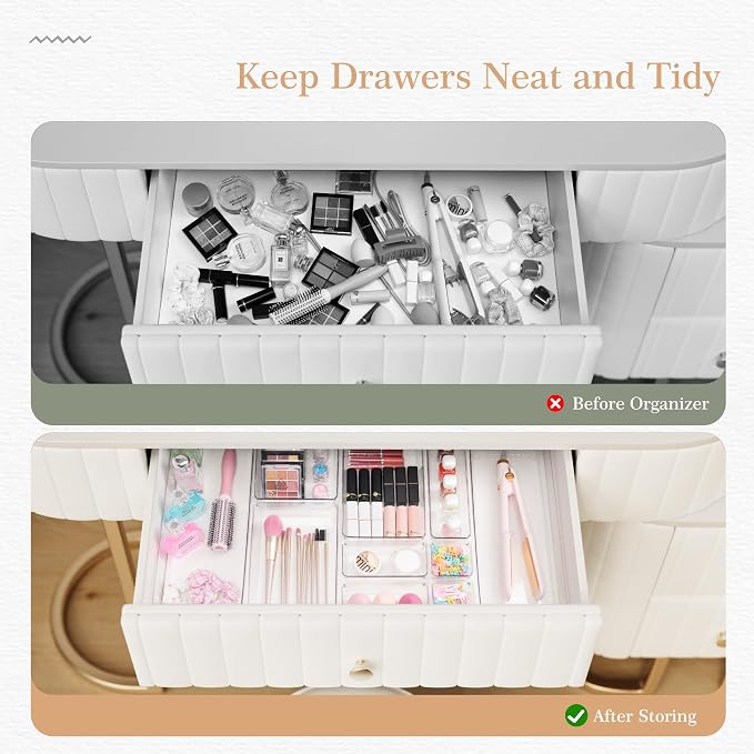 Criusia Drawer Organizer, 5-Size Versatile Bathroom and Vanity Organizer Trays - Image 2