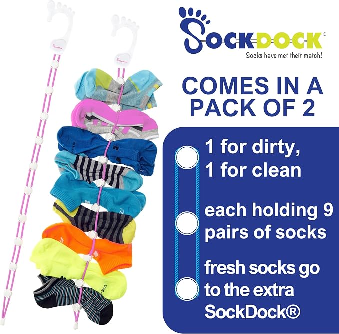 Sock Laundry Solution for Washing Drying & Storing Socks in Pairs, Clip & Hold - Image 4