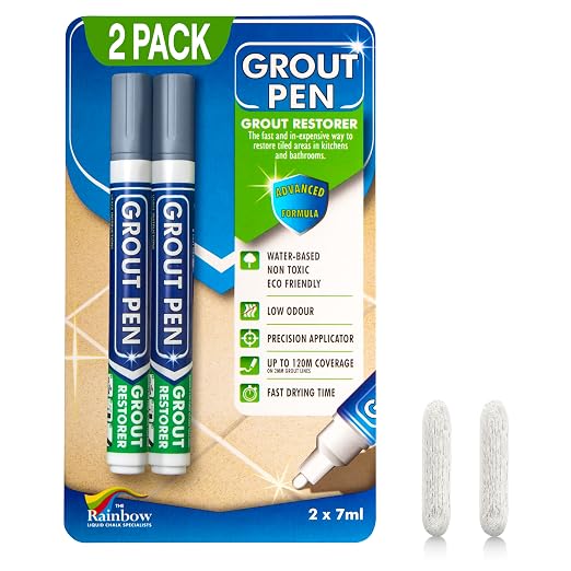 Grout Pen Grey Tile Paint Marker: Waterproof Grout Paint, Tile Grout Colorant by RainbowChalkMarkers