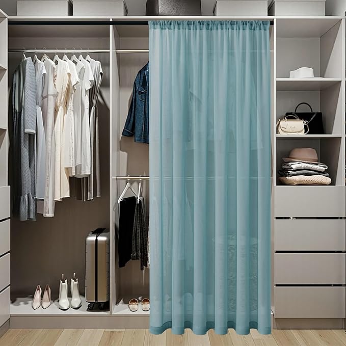 Tollpiz Sheer Door Curtains Closet Linen Textured Curtains Sheer Doorway Light - Image 3