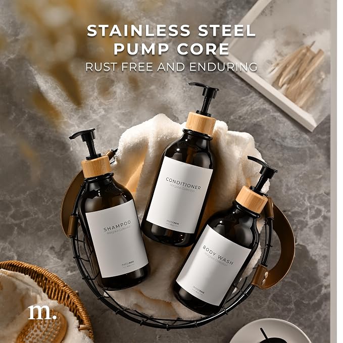 MaisoNovo Refillable Shampoo and Conditioner Bottles | 16.9 fl oz Set of 3 - Image 4