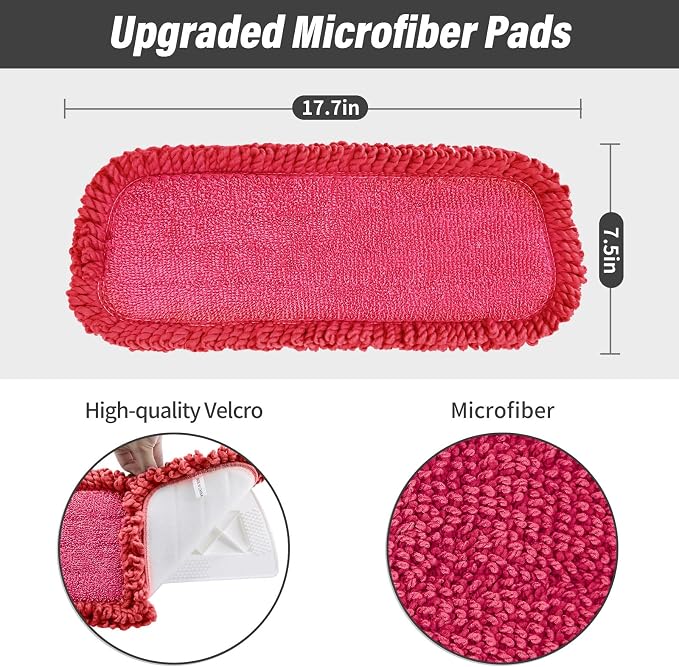 16.5 inch Mop Refills, 3 Pack Microfiber Reusable Replacement Mop Pads Flat - Image 3