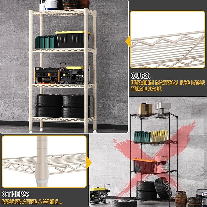 1000 lbs 4-Shelf Standing Storage Shelves Heavy Duty Metal Shelving Unit - Image 6