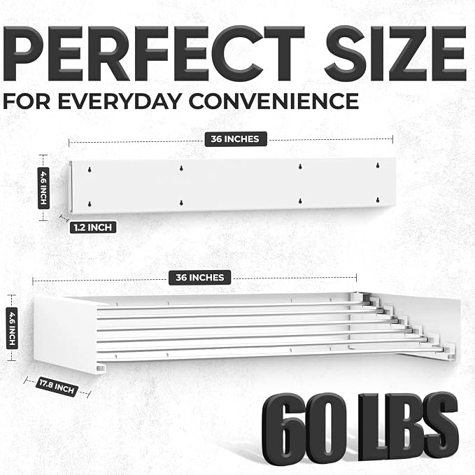 Wall Mounted Laundry Drying Rack, Retractable Clothes Drying Rack, 6 Rods Towel - Image 4