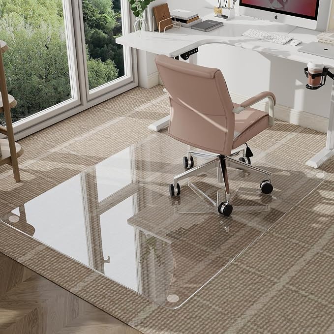GLSLAND 46"x46" Tempered Glass Chair Mat Square Heavy-Duty Floor Protector - Image 7