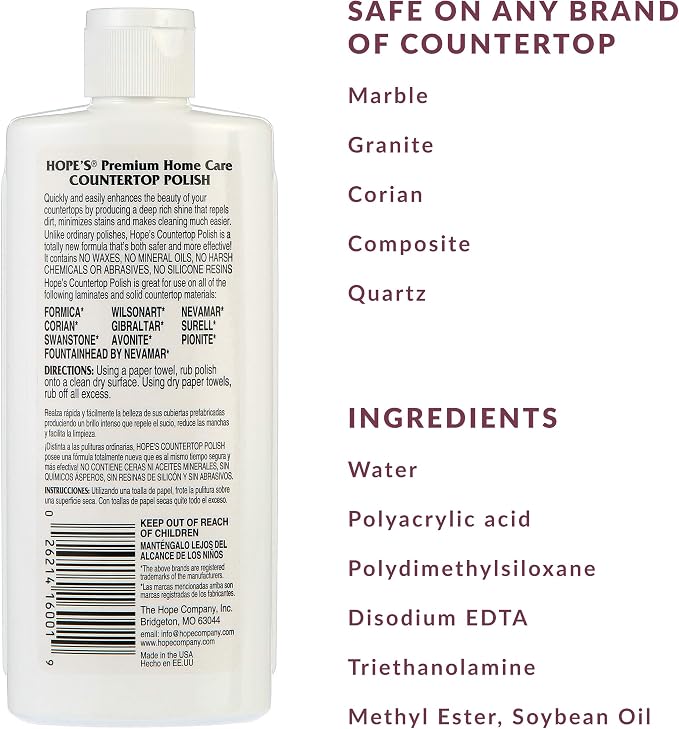 HOPE'S Countertop Restoration Polish, Streak-Free Kitchen Counter Cleaner - Image 2