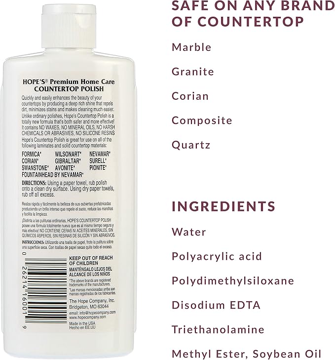 HOPE'S Countertop Restoration Polish, Streak-Free Kitchen Counter Cleaner - Image 2