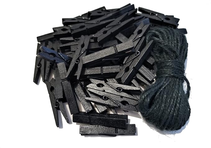 1.9 Inch Black Wooden Clothespins by Unknown