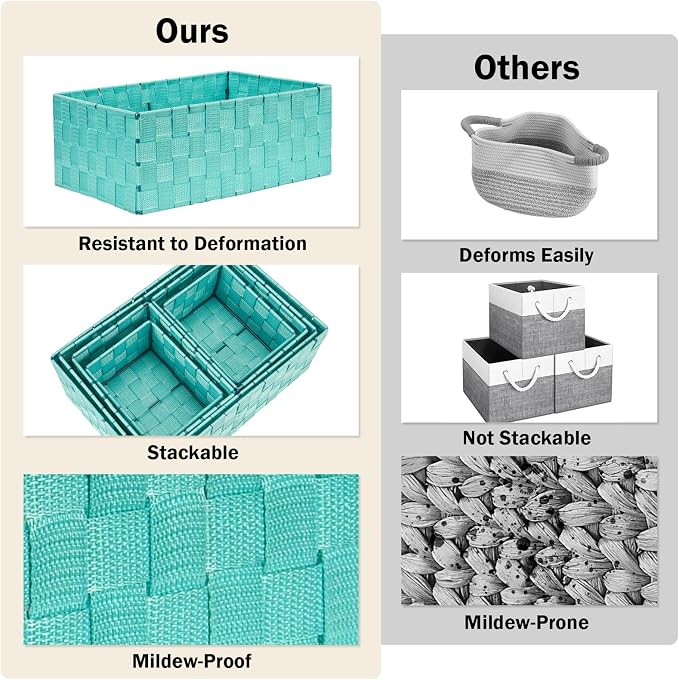 Woven Storage Baskets, Storage Bins, Cube Basket Container Baskets Storage - Image 5