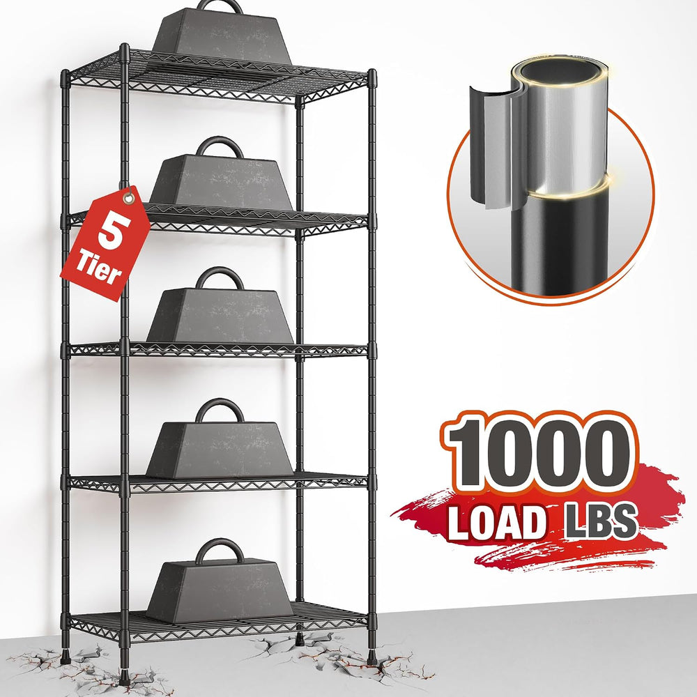 REIBII 60" H Wire Shelving, 1000LBS Heavy Duty & Adjustable, for Kit...