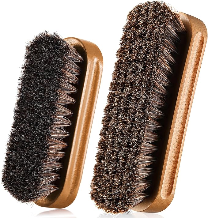 2 Pcs Horsehair Shine Shoes Brush Kit Polish Dauber Applicators Cleaning by ZJoey