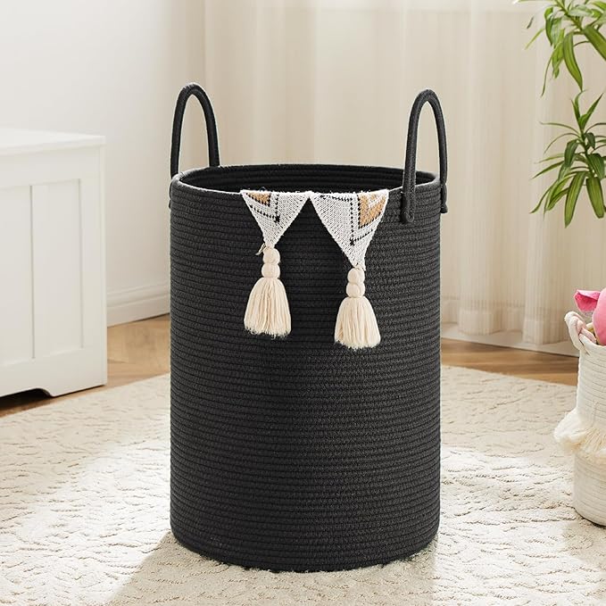 Laundry Basket, Woven Cotton Rope Laundry Hamper, 40L by Artfeel