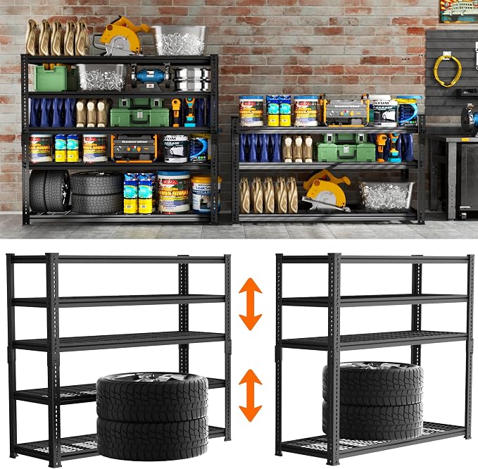 Storage Shelves Heavy Duty, 5-tier Adjustable Metal Industrial Utility Shelf - Image 5
