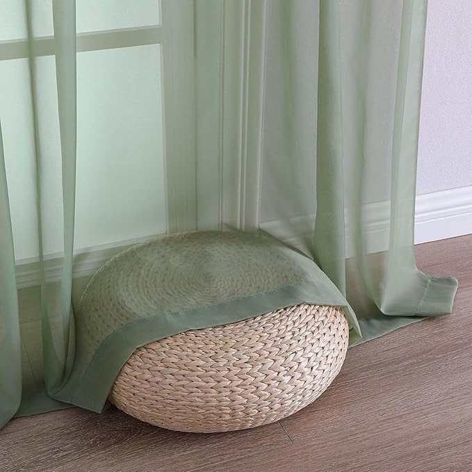 Chyhomenyc Extra Long Sage Green Sheer Curtains 144 inch 2 Panels, Translucent - Image 8