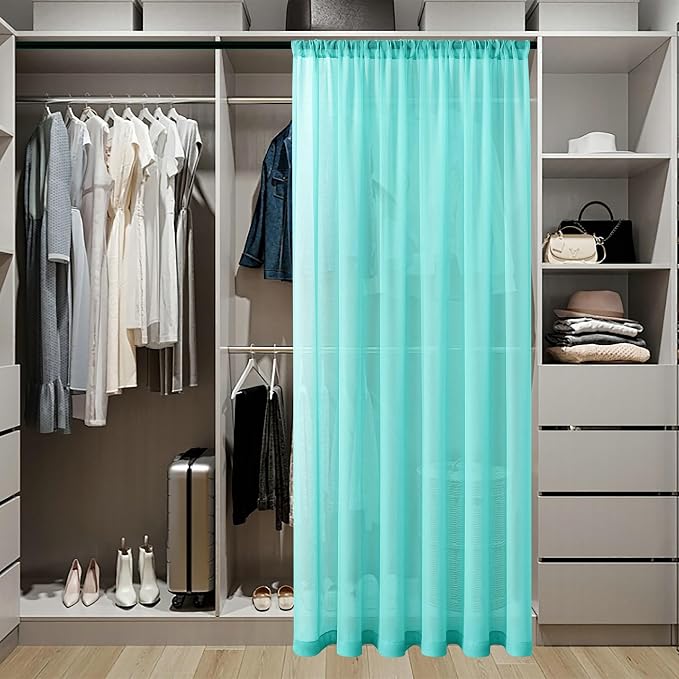 Tollpiz Sheer Door Curtain Closet Linen Textured Curtain Sheers Doorway Light - Image 3
