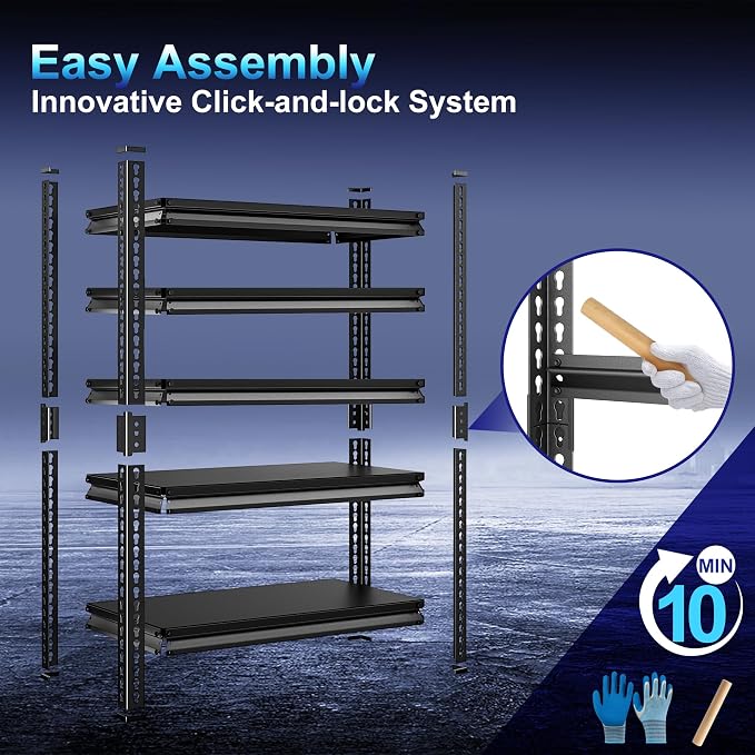 Adjustable Garage Storage Shelves, Metal Industrial Utility Shelf - Image 5