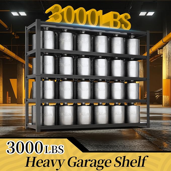 47.8" W Heavy Duty Garage Shelving 3000LBS Storage Shelves, Adjustable 5-Tier - Image 3
