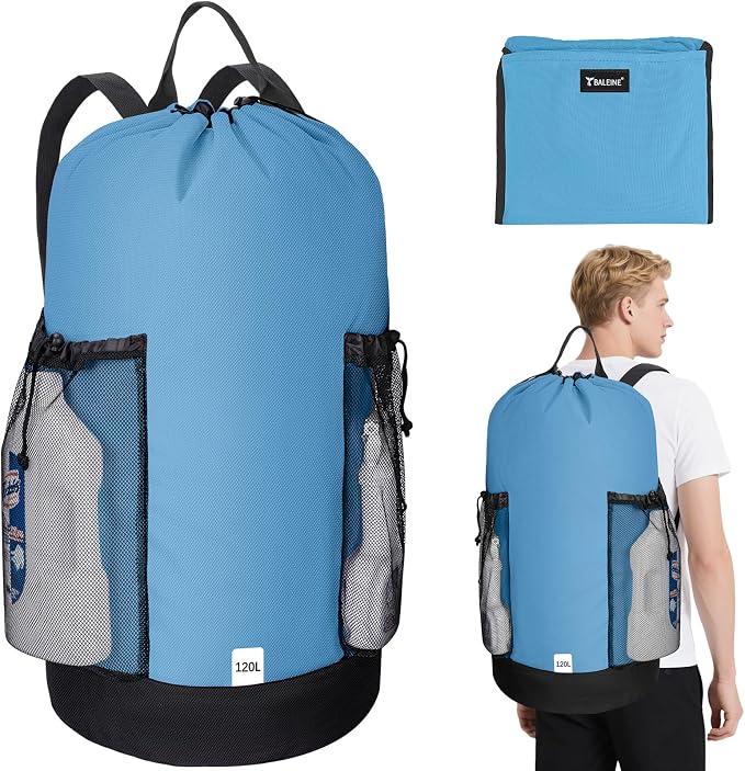 BALEINE 120L Laundry Bag Backpack, 900D Oxford Fabric Large Travel Laundry Bags by BALEINE