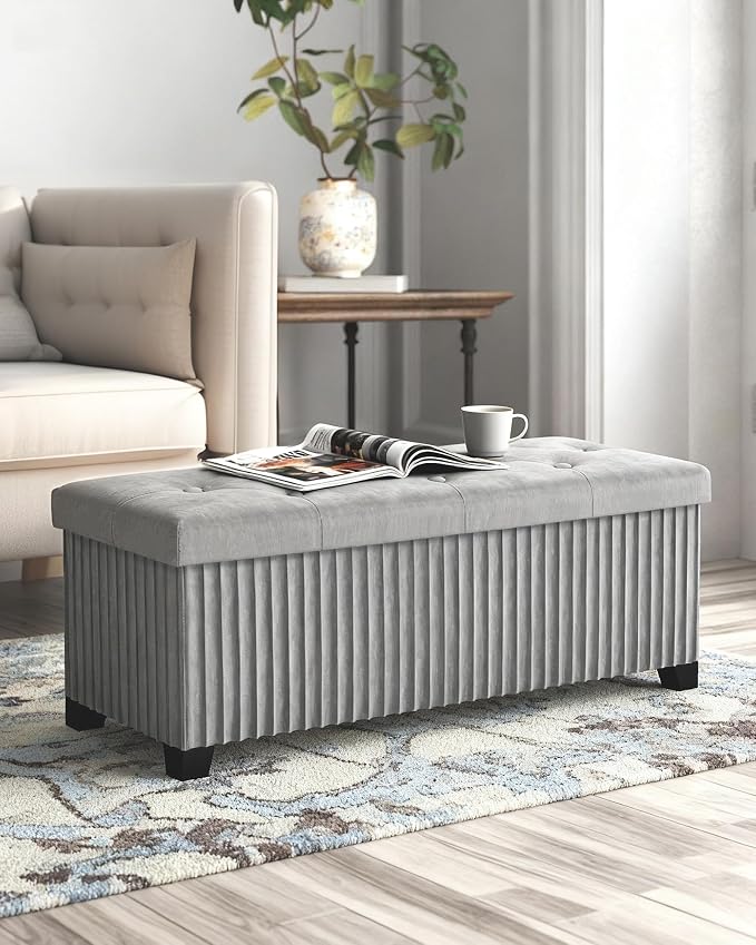 Storage Ottoman Bench, 43 Inch Foldable Ottoman - Image 2
