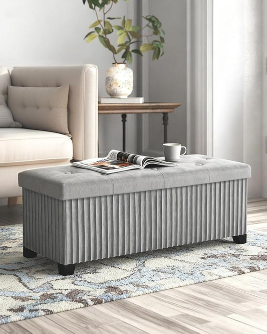 Storage Ottoman Bench, 43 Inch Foldable Ottoman - Image 2