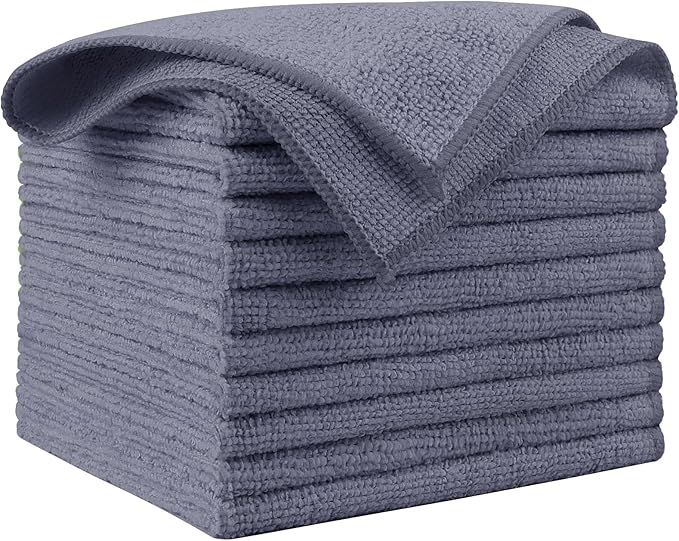 AIDEA Microfiber Cleaning Cloth Grey 10PK, Micro Fiber Cloth by AIDEAHOME