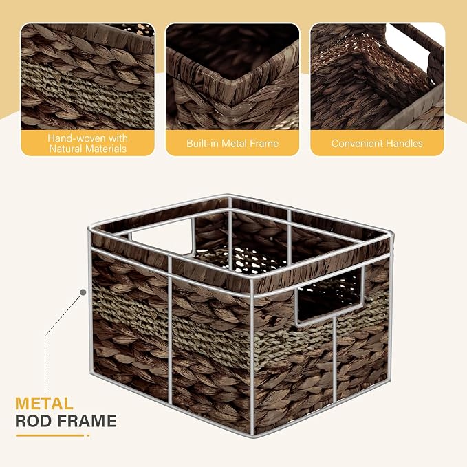 Water Hyacinth Wicker Basket, Decorative Woven Baskets - Image 3