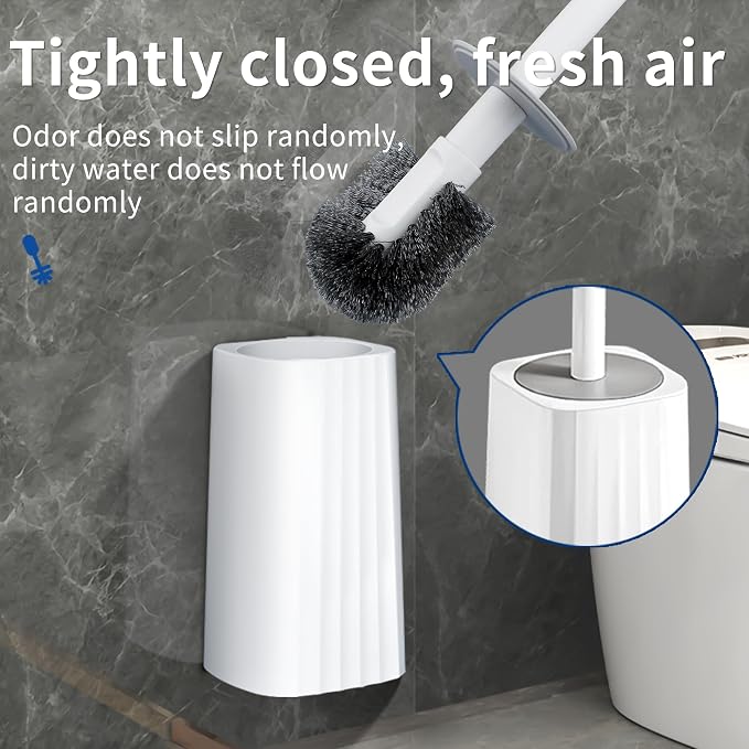 Toilet Brush & Holder Set, Lightweight Plastic Handle, Space Saving - Image 5