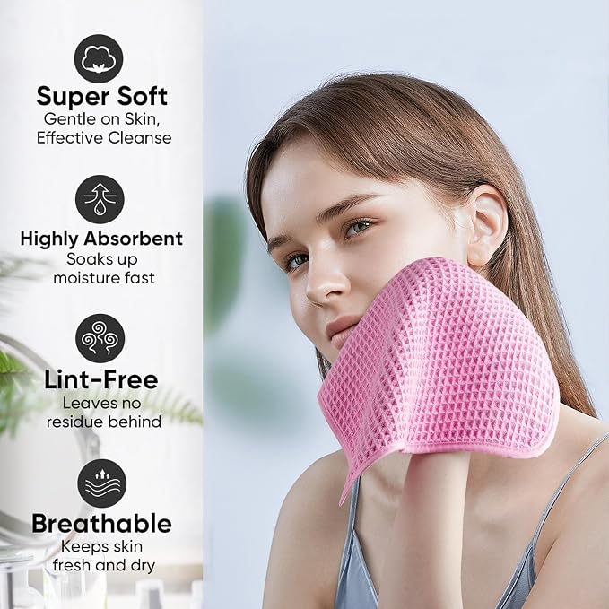 Microfiber Waffle Face Towels, 2 Pieces, Fast Drying, Lint Free - Image 4