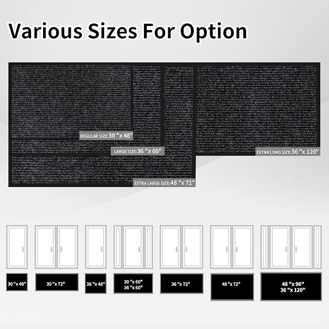 Front Door Mat Indoor Outdoor Entrance, TPR Backing Non-Slip Doormats, Low - Image 7