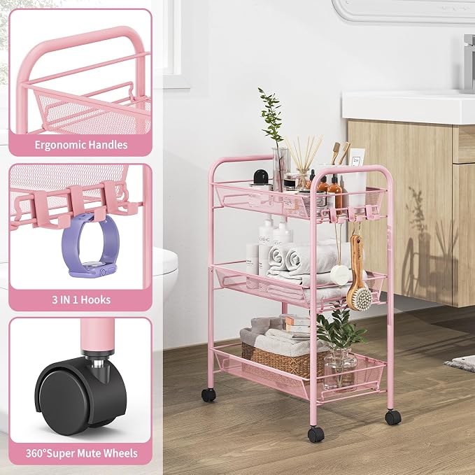 TOOLF 3 Tier Rolling Utility Cart - Image 4