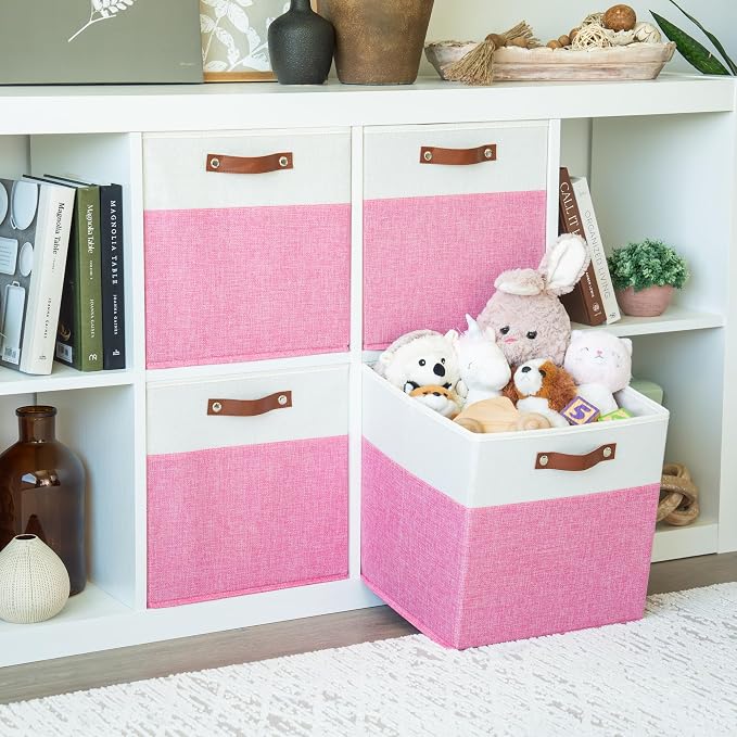 OrganiHaus 13x13 Cube Fabric Storage Bins Set of 4, Fabric Storage Cubes w/ - Image 3