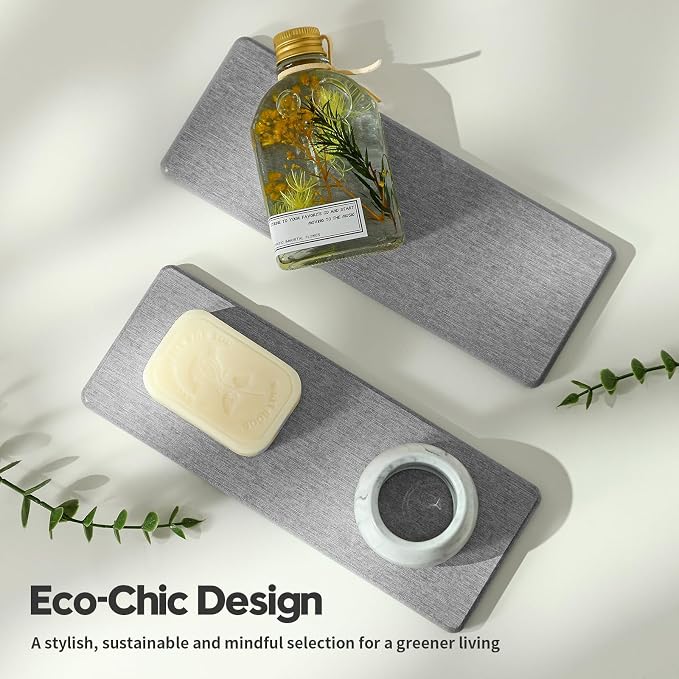 2PCS Bathroom Counter Vanity Trays, Water Absorbing Diatomite Stone Quick - Image 7