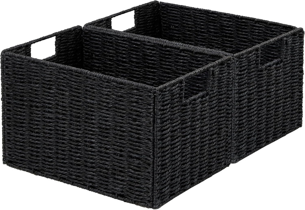 Vagusicc Wicker Storage Basket, Set of 2 Hand-Woven Paper Rope Wicker Basket,...