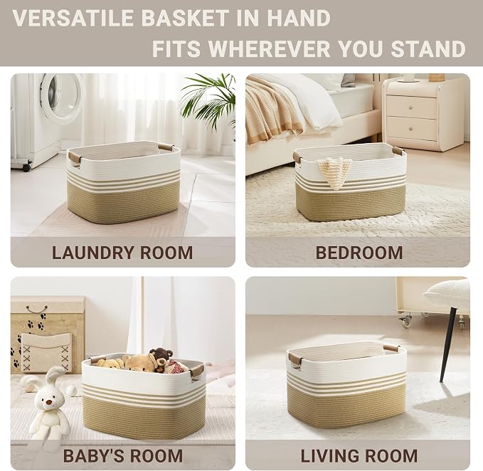 45L Small Laundry Basket with Leather Handles - Image 4